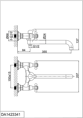 Смеситель для ванны D&K Hercules Hessen DA1423341 Смеситель для ванны D&K Hercules Hessen DA1423341