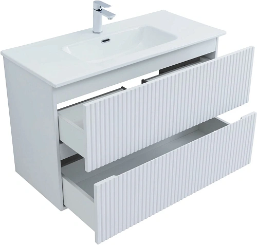 Тумба под раковину Aquanet Джейн 100 белый матовый 00313288 напольная/подвесная Тумба под раковину Aquanet Джейн 100 белый матовый 00313288 напольная/подвесная