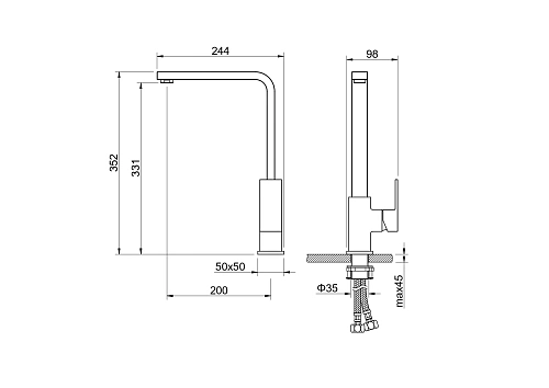Смеситель для кухни Aquatek ЛИБРА AQ1680MB Черный матовый Смеситель для кухни Aquatek ЛИБРА AQ1680MB Черный матовый