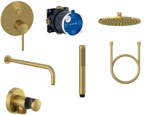 Душевая система Kludi BOZZ 38658N076 встраиваемая, брашированное золото Душевая система Kludi BOZZ 38658N076 встраиваемая, брашированное золото