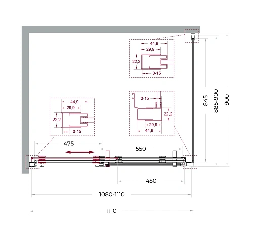 Душевой уголок BelBagno MARINO-2-AH-1-110/90-C-Cr 110x90 см, профиль хром, стекло прозрачное Душевой уголок BelBagno MARINO-2-AH-1-110/90-C-Cr 110x90 см, профиль хром, стекло прозрачное