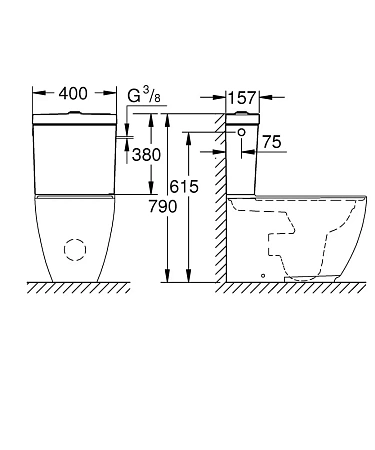 Бачок для унитаза GROHE Essence Ceramic, наполнение сбоку, альпин-белый (39578000) Бачок для унитаза GROHE Essence Ceramic, наполнение сбоку, альпин-белый (39578000)