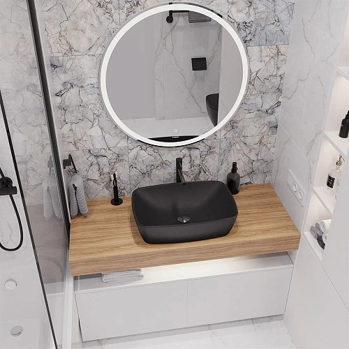 Комплект мебели STWORKI Ольборг 120 столешница дуб французский, без отверстий, 2 тумбы 60, с раковин 542569 Комплект мебели STWORKI Ольборг 120 столешница дуб французский, без отверстий, 2 тумбы 60, с раковин 542569