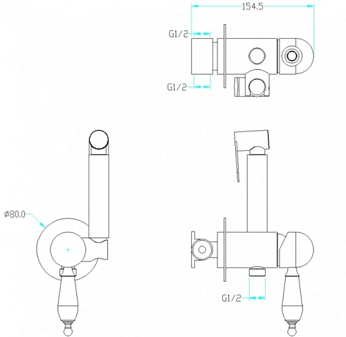 Гигиенический душ Boheme IMPERIALE 435-BSW с черным Svarovsky Гигиенический душ Boheme IMPERIALE 435-BSW с черным Svarovsky