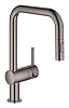 Картинка анонса товара «смеситель для кухни grohe minta однорычажный с выдвижным изливом, темный графит (32322a02)»