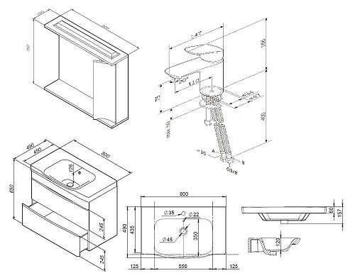 Комплект мебели AM.PM Like 80 BK80GE белый, со смесителем для раковины и аксессуарами Комплект мебели AM.PM Like 80 BK80GE белый, со смесителем для раковины и аксессуарами