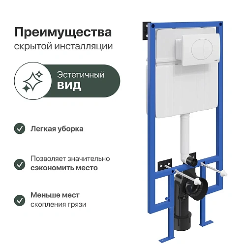 Инсталляция для унитаза STWORKI 510163 с кнопкой смыва 230824 белой 555061 Инсталляция для унитаза STWORKI 510163 с кнопкой смыва 230824 белой 555061