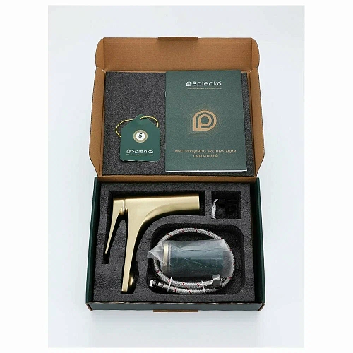 Смеситель для раковины Splenka S54.10.03 монолитный, сатин золотой Смеситель для раковины Splenka S54.10.03 монолитный, сатин золотой