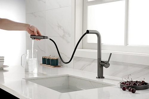 Смеситель для кухни Paulmark NEO вороненая сталь Ne214419-GM Смеситель для кухни Paulmark NEO вороненая сталь Ne214419-GM