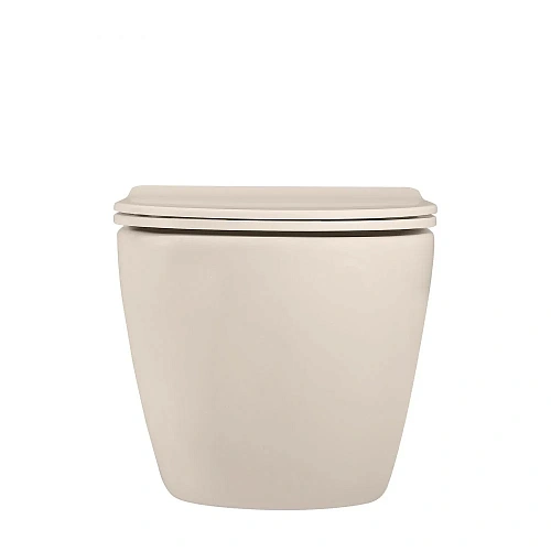 Унитаз подвесной ABBER Bequem AC1101MBE светло-бежевый матовый, безободковый с крышкой микролифт Унитаз подвесной ABBER Bequem AC1101MBE светло-бежевый матовый, безободковый с крышкой микролифт