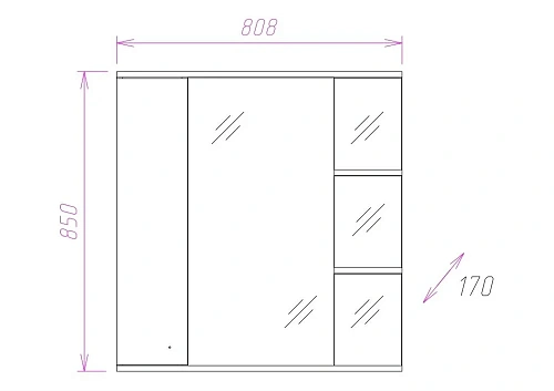 Зеркальный шкаф Onika ЭЛЬБРУС 80.02 правый 208022 Зеркальный шкаф Onika ЭЛЬБРУС 80.02 правый 208022