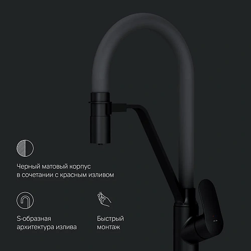 Смеситель для кухни AM.PM Like F8007825 с каналом для питьевой воды и гибким изливом, черный/серый Смеситель для кухни AM.PM Like F8007825 с каналом для питьевой воды и гибким изливом, черный/серый