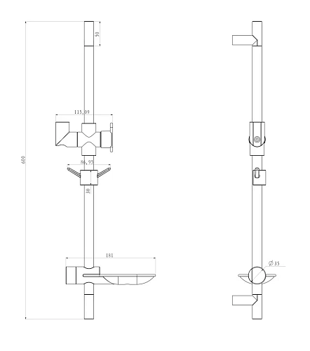 Душевая штанга Lemark LM8062C с мыльницей хром Душевая штанга Lemark LM8062C с мыльницей хром