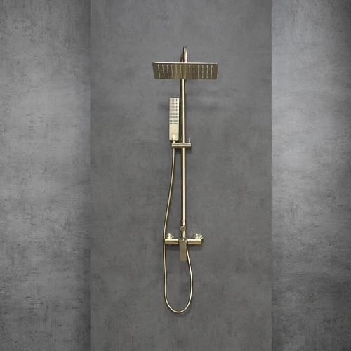Душевая система Lemark Ursus LM7260BG с регулируемой высотой штанги, брашированное золото Душевая система Lemark Ursus LM7260BG с регулируемой высотой штанги, брашированное золото