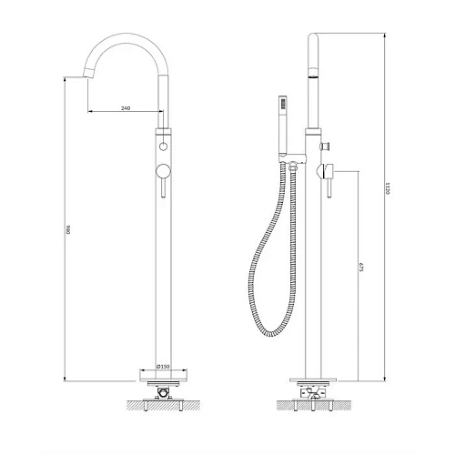 Смеситель для ванны OMNIRES Y Y1233GL золото напольный Смеситель для ванны OMNIRES Y Y1233GL золото напольный