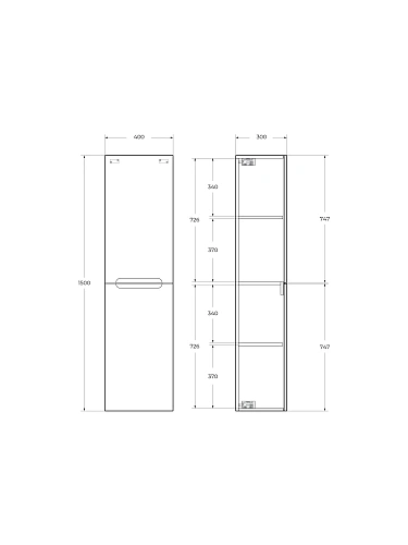 Шкаф-пенал BelBagno ETNA 400x300x1500 ETNA-1500-2A-SC-АО подвесной голубой матовый Шкаф-пенал BelBagno ETNA 400x300x1500 ETNA-1500-2A-SC-АО подвесной голубой матовый