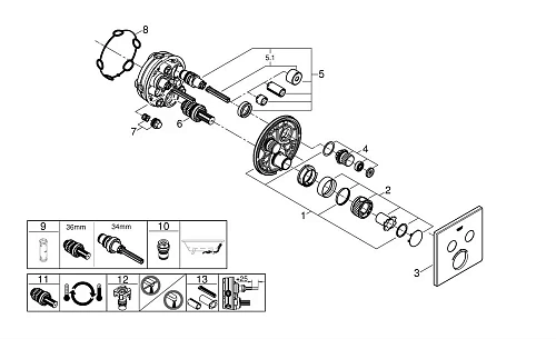 Смеситель для душа GROHE Grohtherm SmartControl (29124000) внешняя часть термостата, на 2 выхода, хром Смеситель для душа GROHE Grohtherm SmartControl (29124000) внешняя часть термостата, на 2 выхода, хром