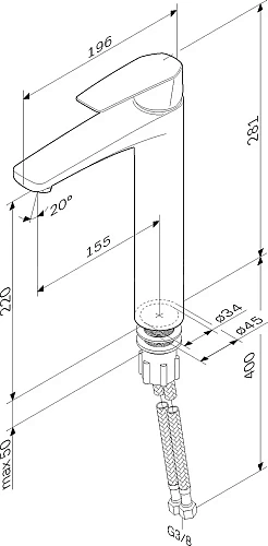 Смеситель для раковины STWORKI Карлстад WFD21002 высокий 577373 Смеситель для раковины STWORKI Карлстад WFD21002 высокий 577373
