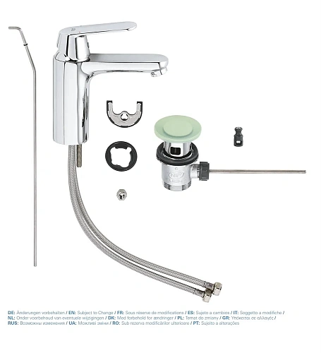 Смеситель для раковины GROHE Eurosmart Cosmopolitan (23325000) с донным клапаном, средний излив, хром Смеситель для раковины GROHE Eurosmart Cosmopolitan (23325000) с донным клапаном, средний излив, хром