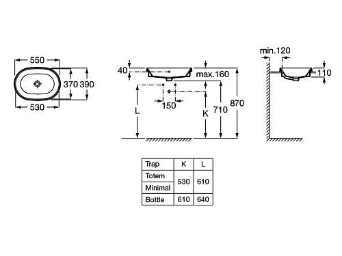 Раковина Roca The Gap 55x39 без отверстий 3270Y5000 Раковина Roca The Gap 55x39 без отверстий 3270Y5000
