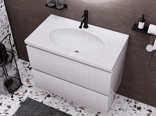 Тумба с раковиной Эстет Vegas Wave 105 ФР-00018146 900х450 подвесная 2 ящика Тумба с раковиной Эстет Vegas Wave 105 ФР-00018146 900х450 подвесная 2 ящика