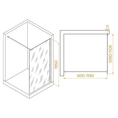 Душевая перегородка RGW Walk In WA-002B 1100 мм 35100211-24 черный, Easy Clean Душевая перегородка RGW Walk In WA-002B 1100 мм 35100211-24 черный, Easy Clean
