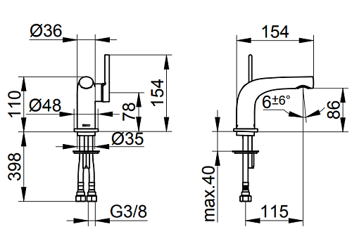 Смеситель для раковины Keuco Edition 400 51504010100 Смеситель для раковины Keuco Edition 400 51504010100