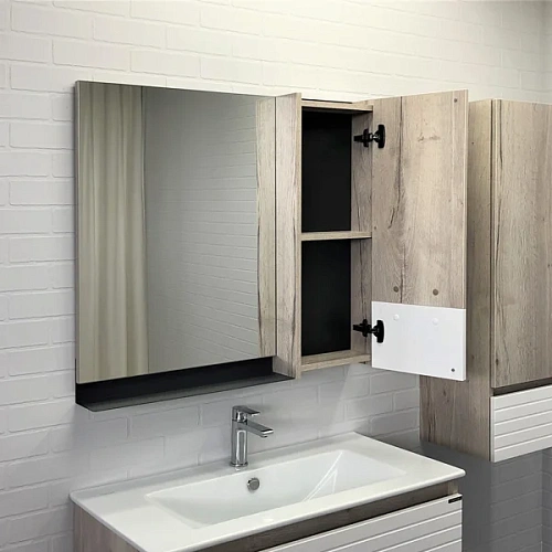 Зеркальный шкаф Comforty Страсбург-90 00-00006573 дуб дымчатый Зеркальный шкаф Comforty Страсбург-90 00-00006573 дуб дымчатый