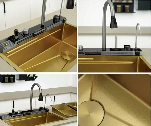 Кухонная мойка Ceruttispa GLORIA CT10355 Nano Gold золото из нержавеющей стали 750х460х230 Кухонная мойка Ceruttispa GLORIA CT10355 Nano Gold золото из нержавеющей стали 750х460х230