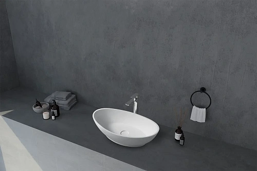 Раковина ABBER Stein AS2610 накладная, белая матовая Раковина ABBER Stein AS2610 накладная, белая матовая