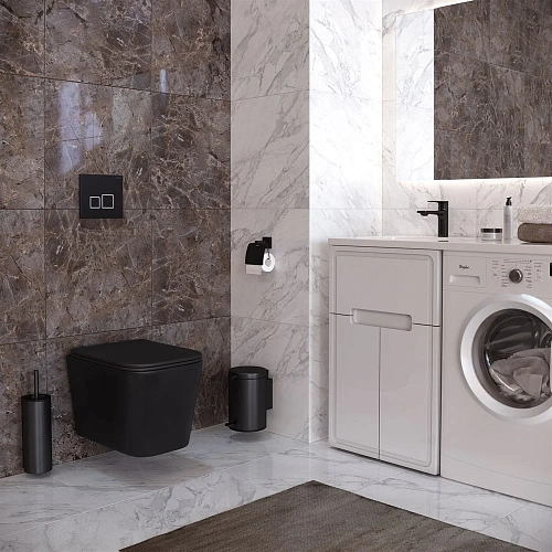 Унитаз подвесной Taliente Correto черный матовый, с крышкой микролифт CR25200 Nero Унитаз подвесной Taliente Correto черный матовый, с крышкой микролифт CR25200 Nero