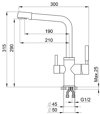 Смеситель для кухни Granula 2015, ЧЁРНЫЙ Смеситель для кухни Granula 2015, ЧЁРНЫЙ