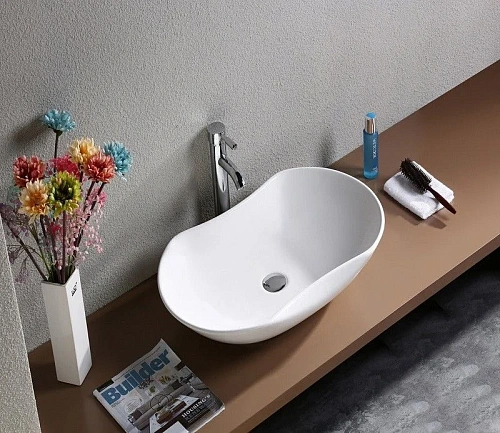 Раковина CeramaLux 9175 накладная, белый Раковина CeramaLux 9175 накладная, белый