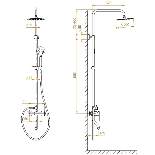 Душевая система RGW Shower Panels SP-24B черный Душевая система RGW Shower Panels SP-24B черный