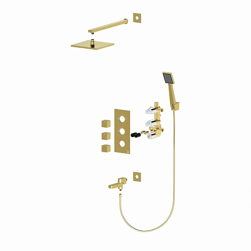 Душевая система Timo Tetra-thermo SX-0199/17SM встраиваемая с термостатом золото матовое Душевая система Timo Tetra-thermo SX-0199/17SM встраиваемая с термостатом золото матовое