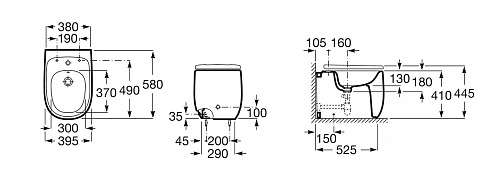 Биде напольное Roca Beyond оникс матовый 3570B8640 Биде напольное Roca Beyond оникс матовый 3570B8640