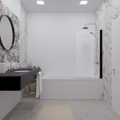 Шторка на ванну DIWO Анапа распашная 75х140, профиль черный матовый 569212 Шторка на ванну DIWO Анапа распашная 75х140, профиль черный матовый 569212