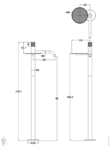 Смеситель для раковины Boheme Stick 120-WCR.2 напольный WHITE TOUCH CHROME Смеситель для раковины Boheme Stick 120-WCR.2 напольный WHITE TOUCH CHROME