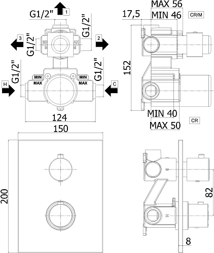 Смеситель для душа Paffoni Light LIQ519NO/M встраиваемый Смеситель для душа Paffoni Light LIQ519NO/M встраиваемый