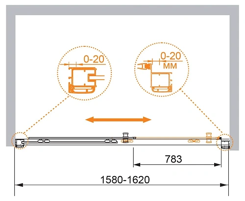 Душевая дверь CEZARES ANIMA-W-BF-1-160-C-Cr 160см стекло прозрачное, профиль хром Душевая дверь CEZARES ANIMA-W-BF-1-160-C-Cr 160см стекло прозрачное, профиль хром