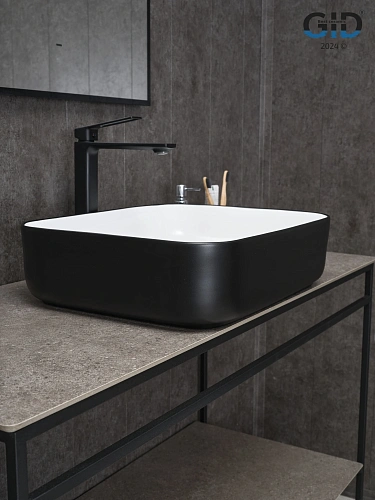 Раковина Gid Nc366 52205 накладная белая / черная 50x39x13 Раковина Gid Nc366 52205 накладная белая / черная 50x39x13