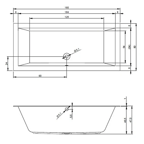 Акриловая ванна Riho Lugo BT0200500000000 180х80 Акриловая ванна Riho Lugo BT0200500000000 180х80