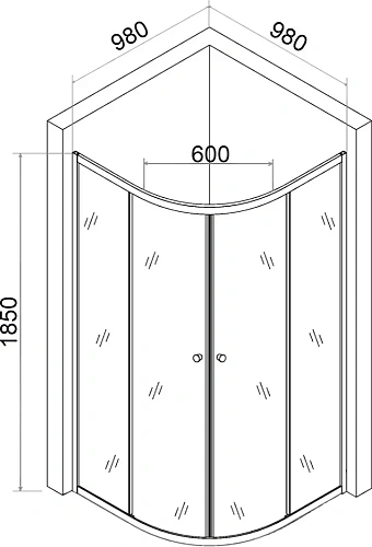 Душевой уголок DIWO Коломна KL01-100TCR/G 100х100, профиль хром матовый 556948 Душевой уголок DIWO Коломна KL01-100TCR/G 100х100, профиль хром матовый 556948