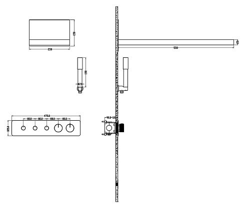 Душевая система Boheme FUSION 131-MG с термостатом, MATT GOLD встраиваемая Душевая система Boheme FUSION 131-MG с термостатом, MATT GOLD встраиваемая