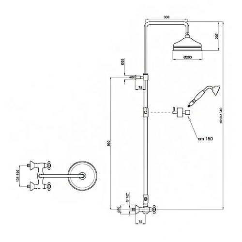 Душевая стойка Webert Ottocento OT760405010 Душевая стойка Webert Ottocento OT760405010
