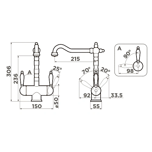Смеситель для кухни Omoikiri Amagasaki-AB 4994292 Смеситель для кухни Omoikiri Amagasaki-AB 4994292