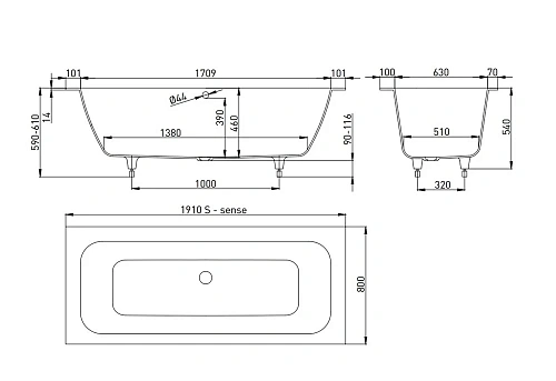 Ванна из искусственного камня Salini ORLANDA AXIS 190 103211MN Ванна из искусственного камня Salini ORLANDA AXIS 190 103211MN