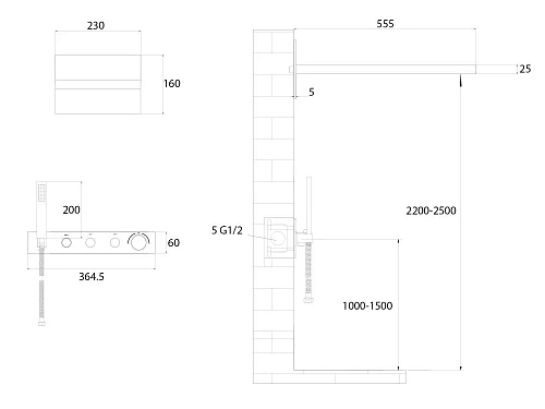Душевая система ABBER Rund AF8752G скрытого монтажа без излива, термостат, золото матовое Душевая система ABBER Rund AF8752G скрытого монтажа без излива, термостат, золото матовое