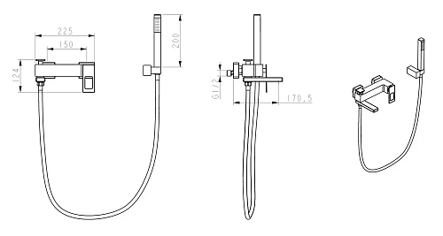 Смеситель для ванны Boheme BlackGold 143-BG с душем Смеситель для ванны Boheme BlackGold 143-BG с душем