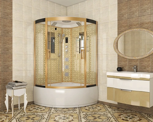 Душевая кабина Niagara Luxe NG-7744G (1200x1200х2150) высокий поддон стенки золото Душевая кабина Niagara Luxe NG-7744G (1200x1200х2150) высокий поддон стенки золото